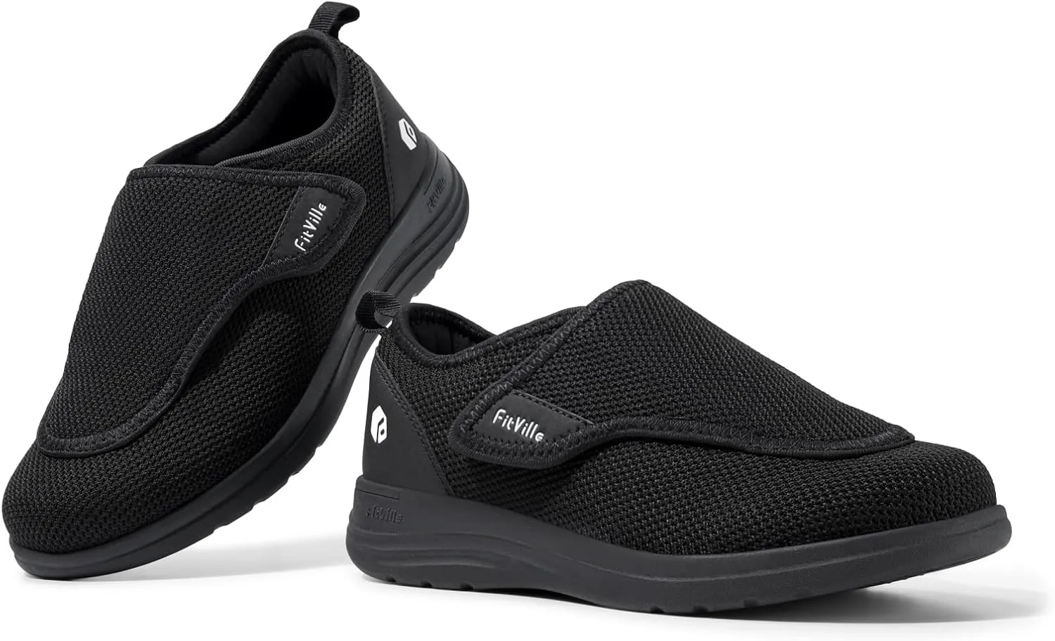 FitVille Diabetic Shoes for Women Extra Wide Walking Shoes Slip-On Orthopedic Shoes with Adjustable Strap for Swollen Feet Neuropathy - EasyTop Wings V2