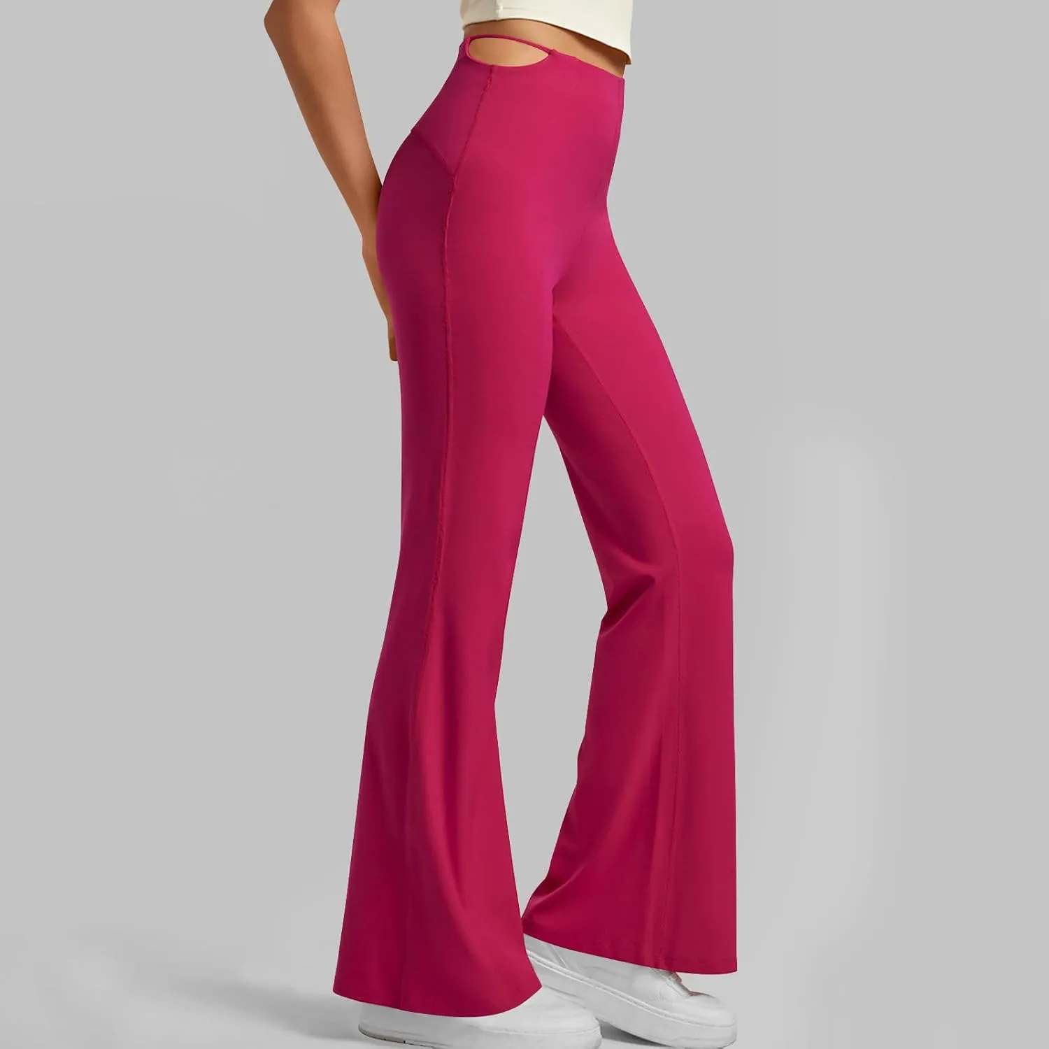 Flare Leggings for Women Cut Out Side High Waisted Bell Bottom Bootcut Yoga Pants Wide Leg Workout Leggings