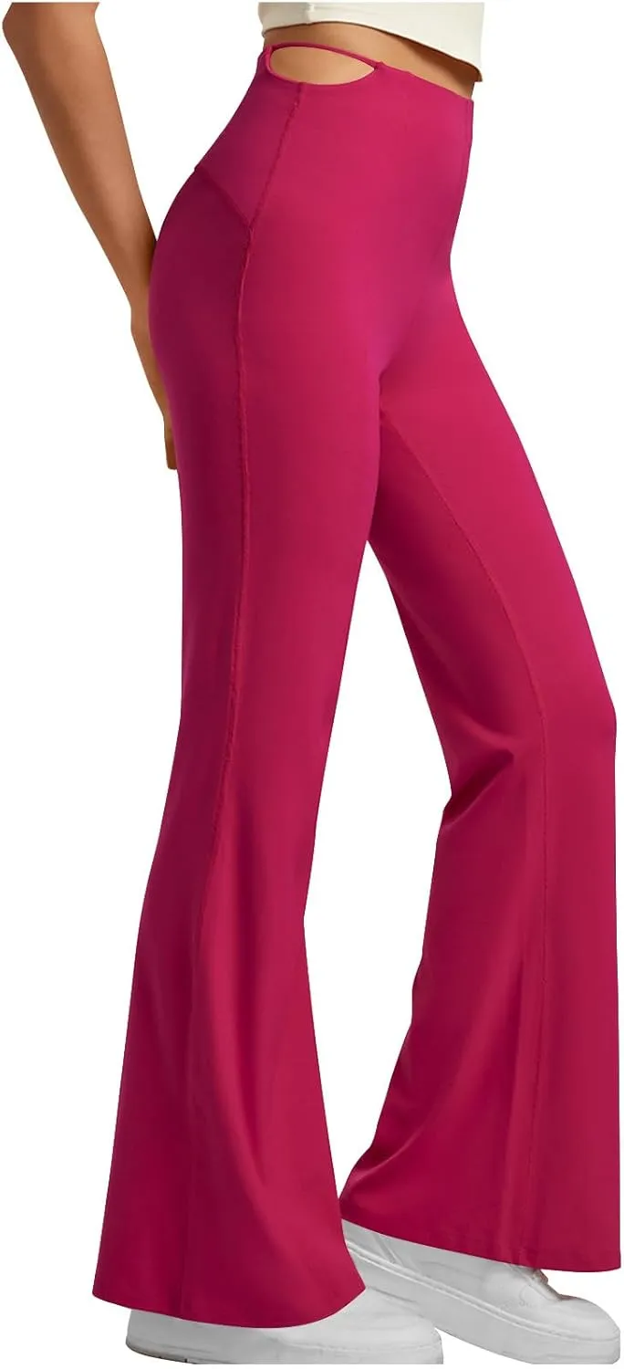 Flare Leggings for Women Cut Out Side High Waisted Bell Bottom Bootcut Yoga Pants Wide Leg Workout Leggings
