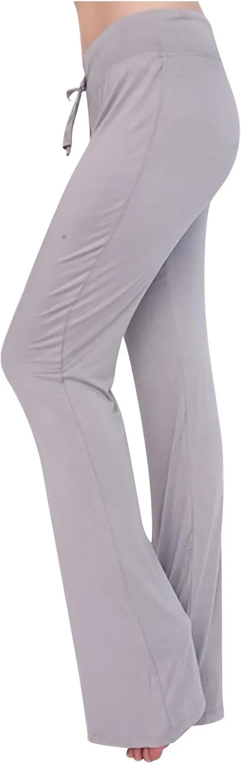 Flare Yoga Pants for Women Stretchy Soft Bootleg Workout Leggings Drawstring High Waisted Bell Bottom Trousers