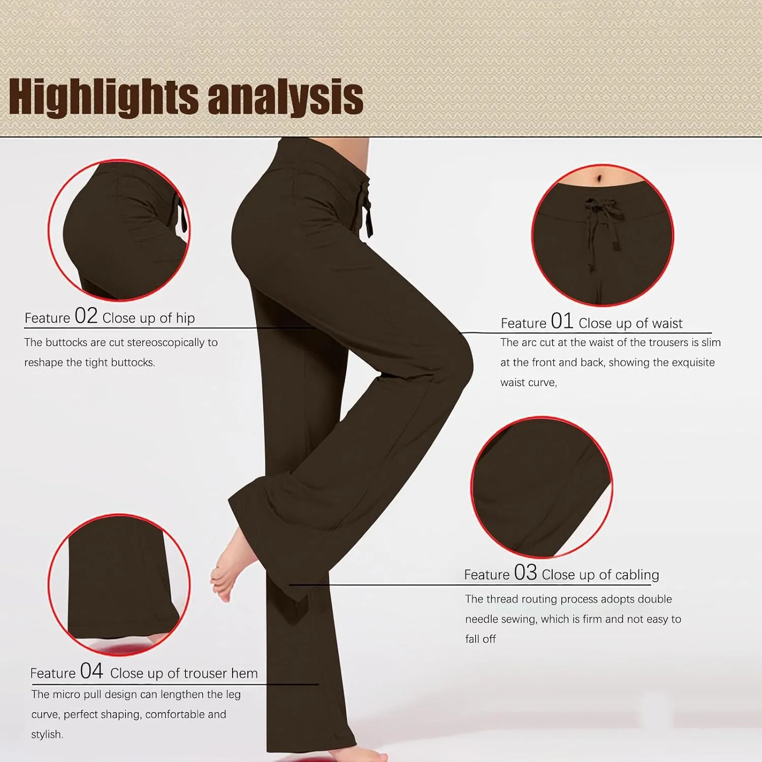 Flare Yoga Pants for Women Stretchy Soft Bootleg Workout Leggings Drawstring High Waisted Bell Bottom Trousers