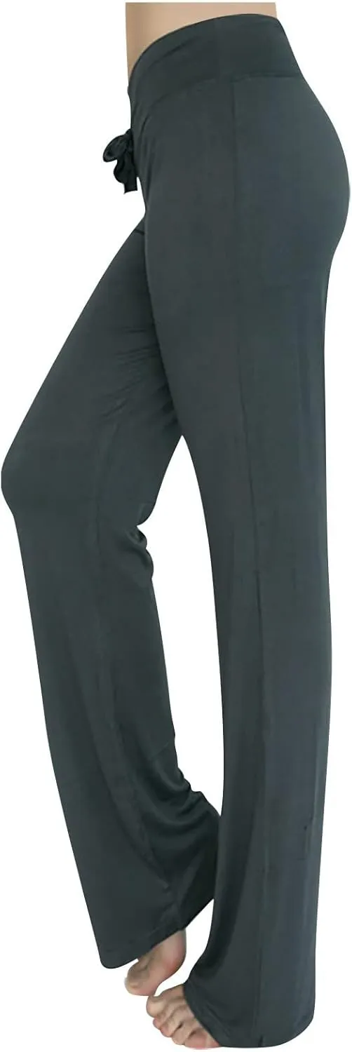 Flare Yoga Pants for Women Stretchy Soft Bootleg Workout Leggings Drawstring High Waisted Bell Bottom Trousers