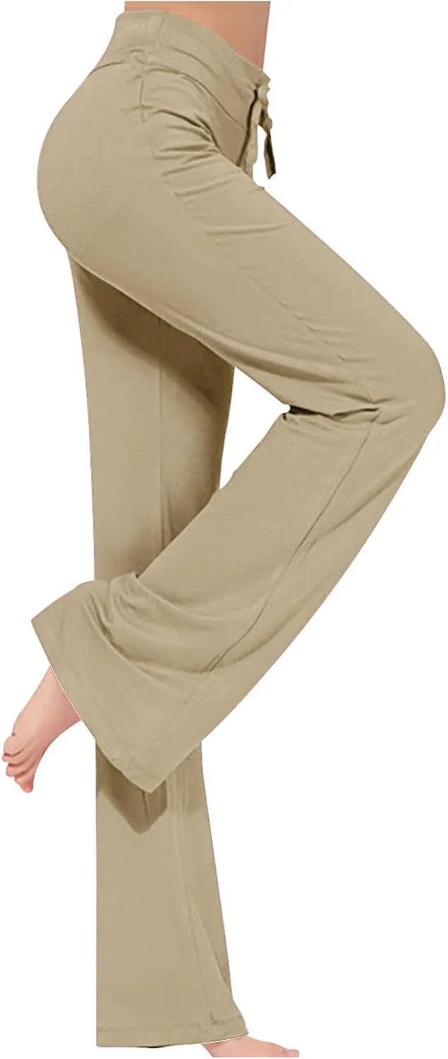 Flared Leggings for Women Drawstring High Waisted Flare Bootcut Yoga Pants Lounge Soft Wide Leg Pajama Pants