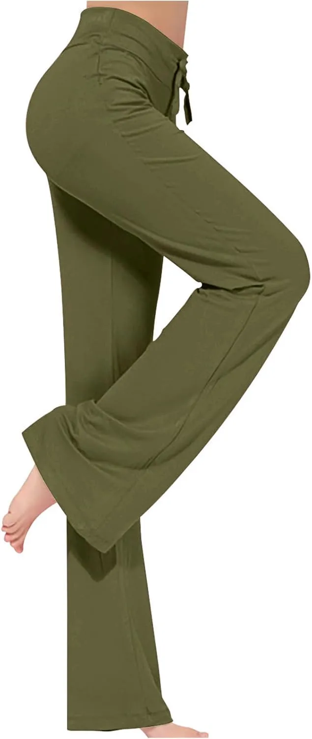 Flared Leggings for Women Drawstring High Waisted Flare Bootcut Yoga Pants Lounge Soft Wide Leg Pajama Pants