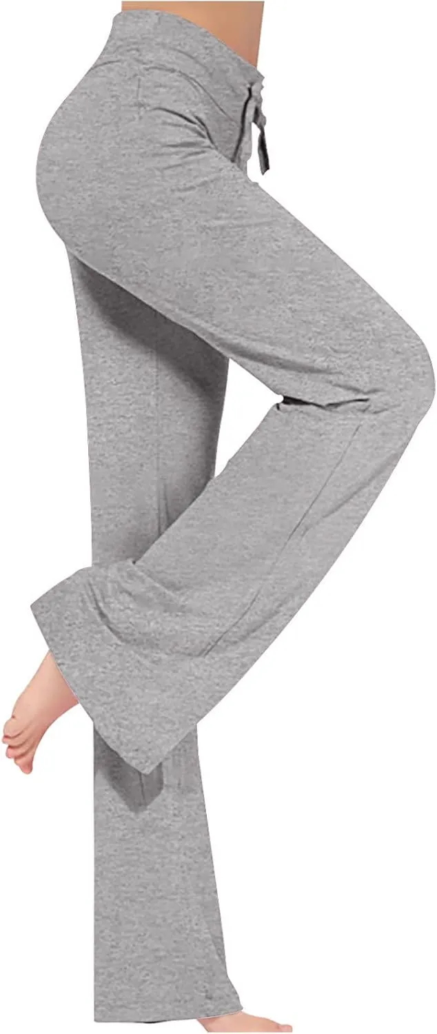 Flared Leggings for Women Drawstring High Waisted Flare Bootcut Yoga Pants Lounge Soft Wide Leg Pajama Pants