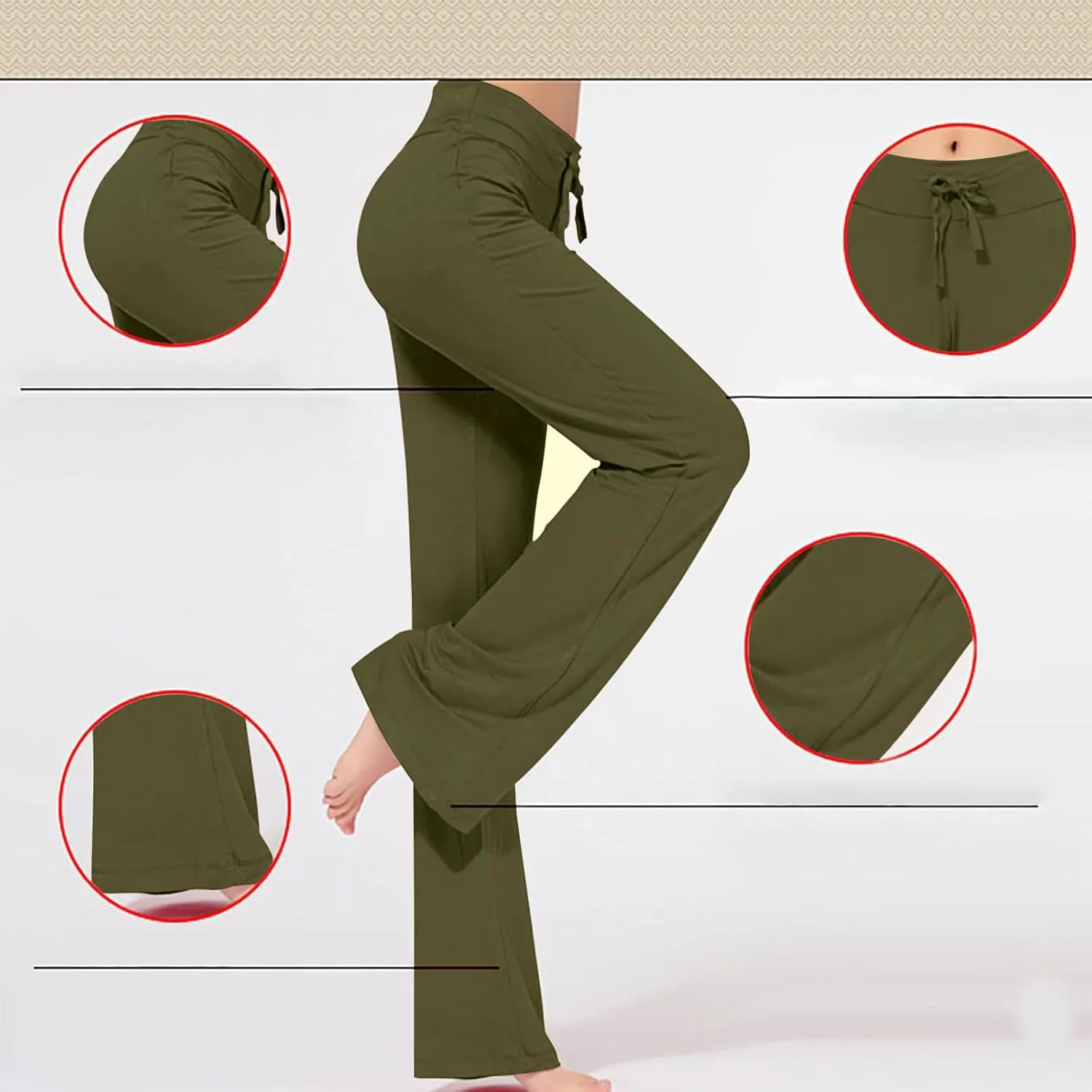 Flared Leggings for Women Drawstring High Waisted Flare Bootcut Yoga Pants Lounge Soft Wide Leg Pajama Pants