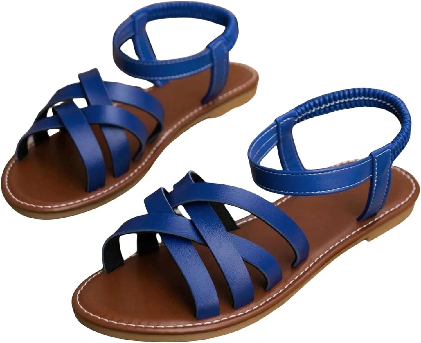 Flat Sandals for Women Comfortable Wide Width Slippers Open Toe Ankle Strap Sandals Beach Outdoor Roman Summer Shoes