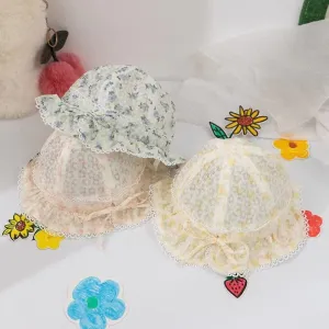 Floral Lace Bow Breathable Baby Bucket Hat