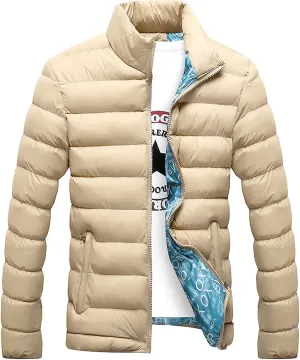 Flygo Men's Ultra Loft Quilted Puffer Jacket Warm Cotton Down Padded Coat Outwear