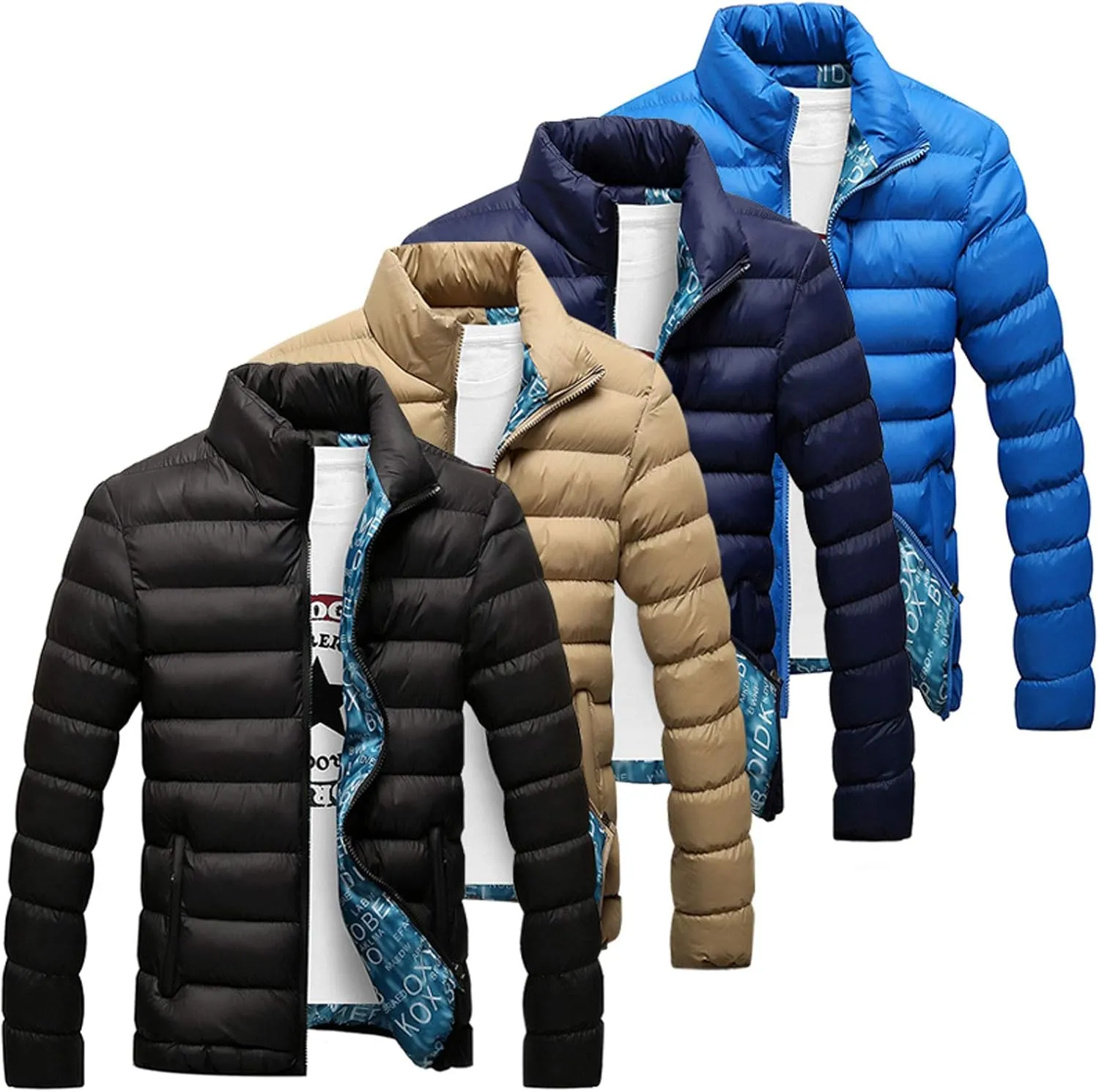 Flygo Men's Ultra Loft Quilted Puffer Jacket Warm Cotton Down Padded Coat Outwear