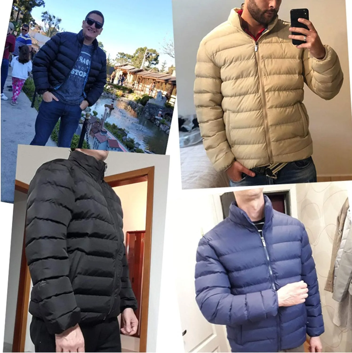 Flygo Men's Ultra Loft Quilted Puffer Jacket Warm Cotton Down Padded Coat Outwear