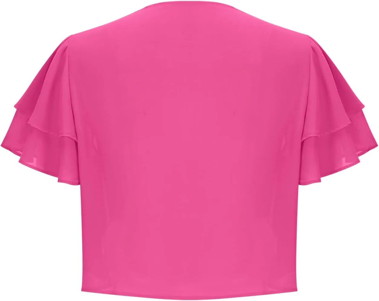 Formal Jacket for Evening Dresses Elegant Short Sleeve Shrug Cropped Bolero Open Front Chiffon Cardigan Blouses