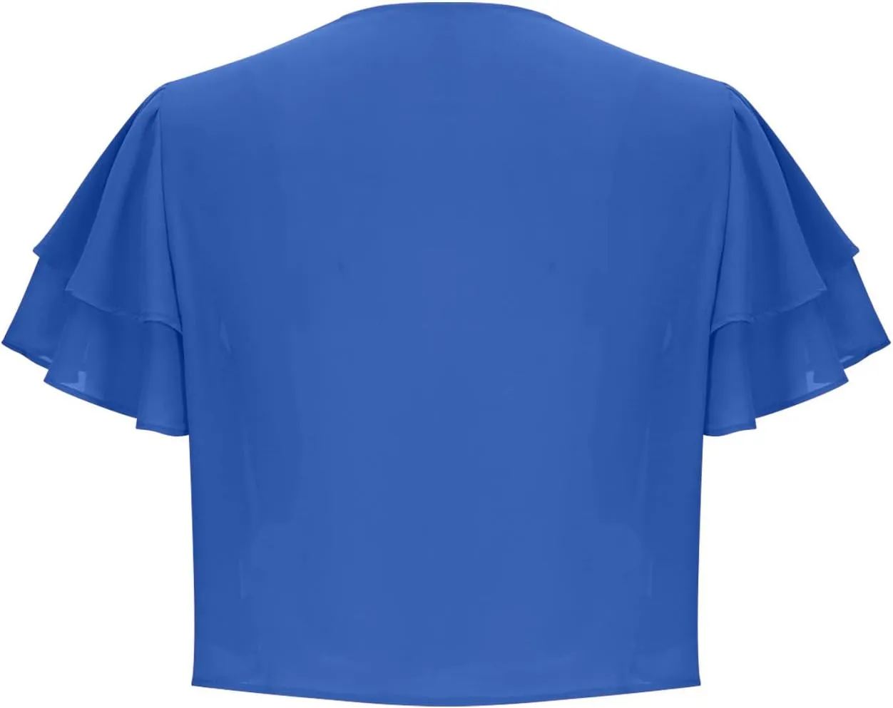 Formal Jacket for Evening Dresses Elegant Short Sleeve Shrug Cropped Bolero Open Front Chiffon Cardigan Blouses