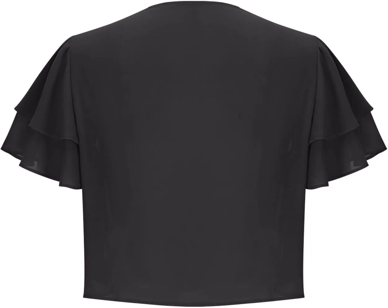 Formal Jacket for Evening Dresses Elegant Short Sleeve Shrug Cropped Bolero Open Front Chiffon Cardigan Blouses