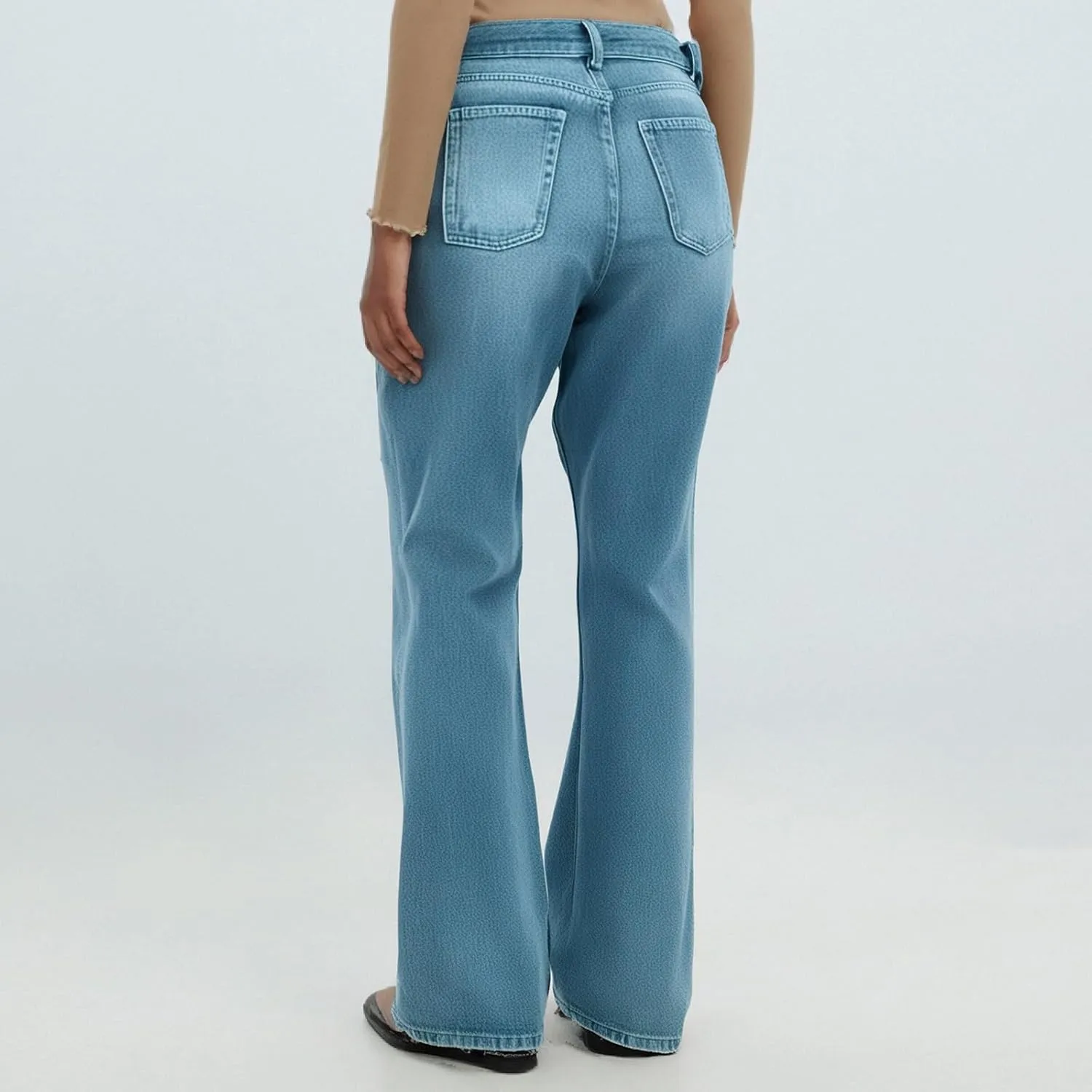 FQZWONG Wide Leg Jeans Woman Plus Size High Waisted Straight Palazzo Pants Loose Casual Solid Tummy Control Denim Sweatpants