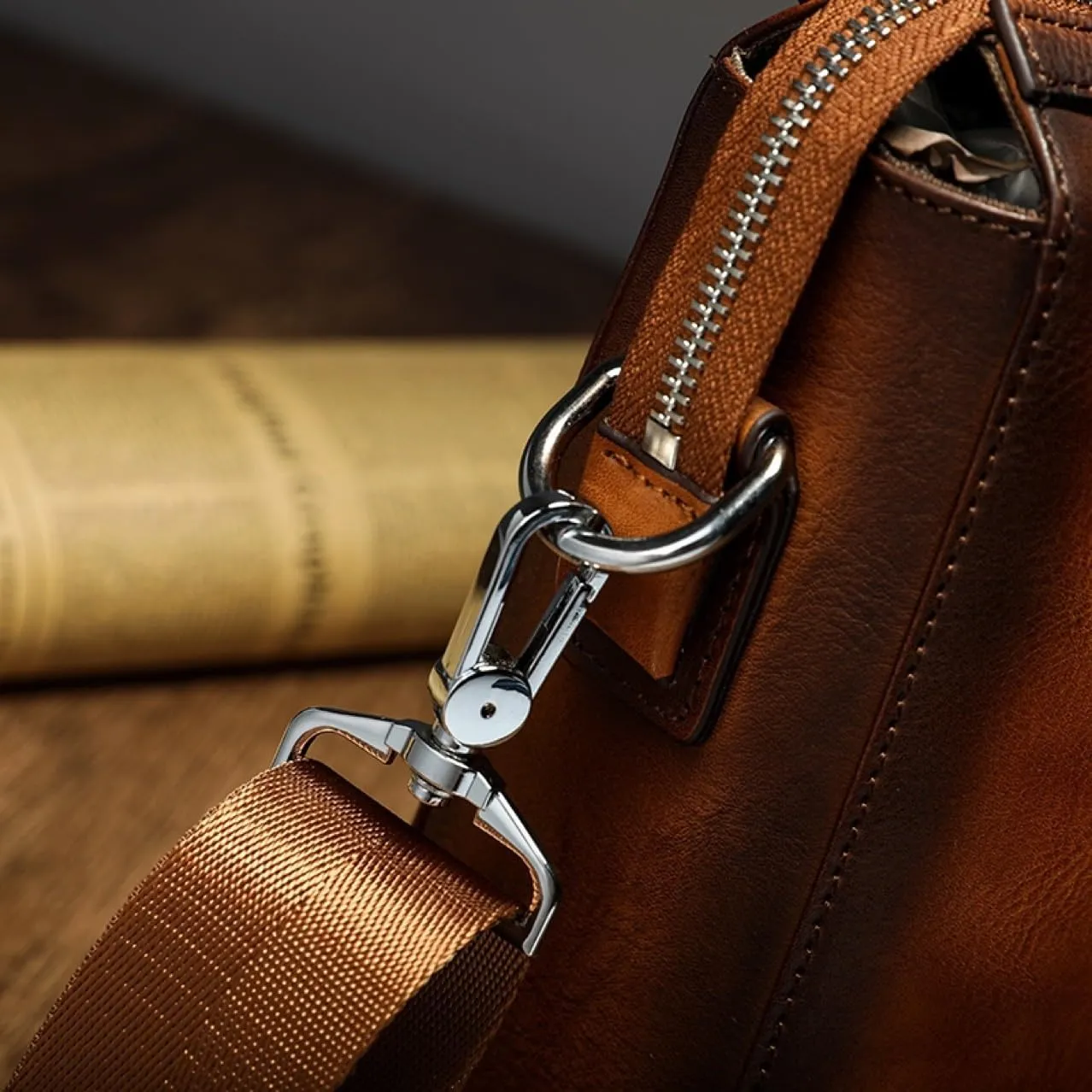 French Business Genuine Leather Men's Briefcase 15 Inch Computer Bag Cowhide Handbag ffor Commuting Travel Business