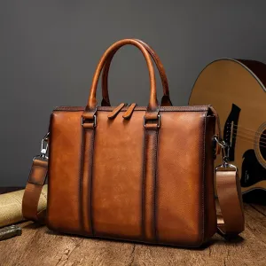 French Business Genuine Leather Men's Briefcase 15 Inch Computer Bag Cowhide Handbag ffor Commuting Travel Business