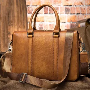 French Business Genuine Leather Men's Briefcase 15 Inch Computer Bag Cowhide Handbag ffor Commuting Travel Business