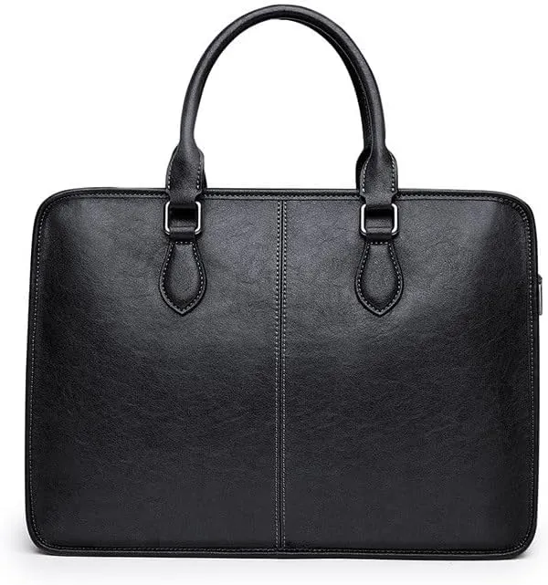 French Men's Briefcase Genuine Leather Business Computer Bag Cowhide Handbag ffor Commuting Travel Business