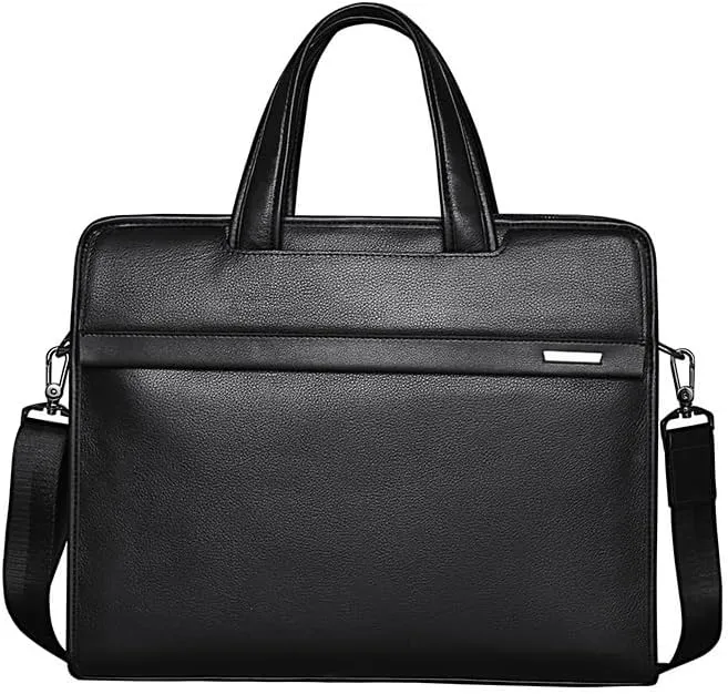 French Men's Leather Handbag Cowhide Computer Bag 14 Inch Business Briefcase ffor Commuting Travel Business
