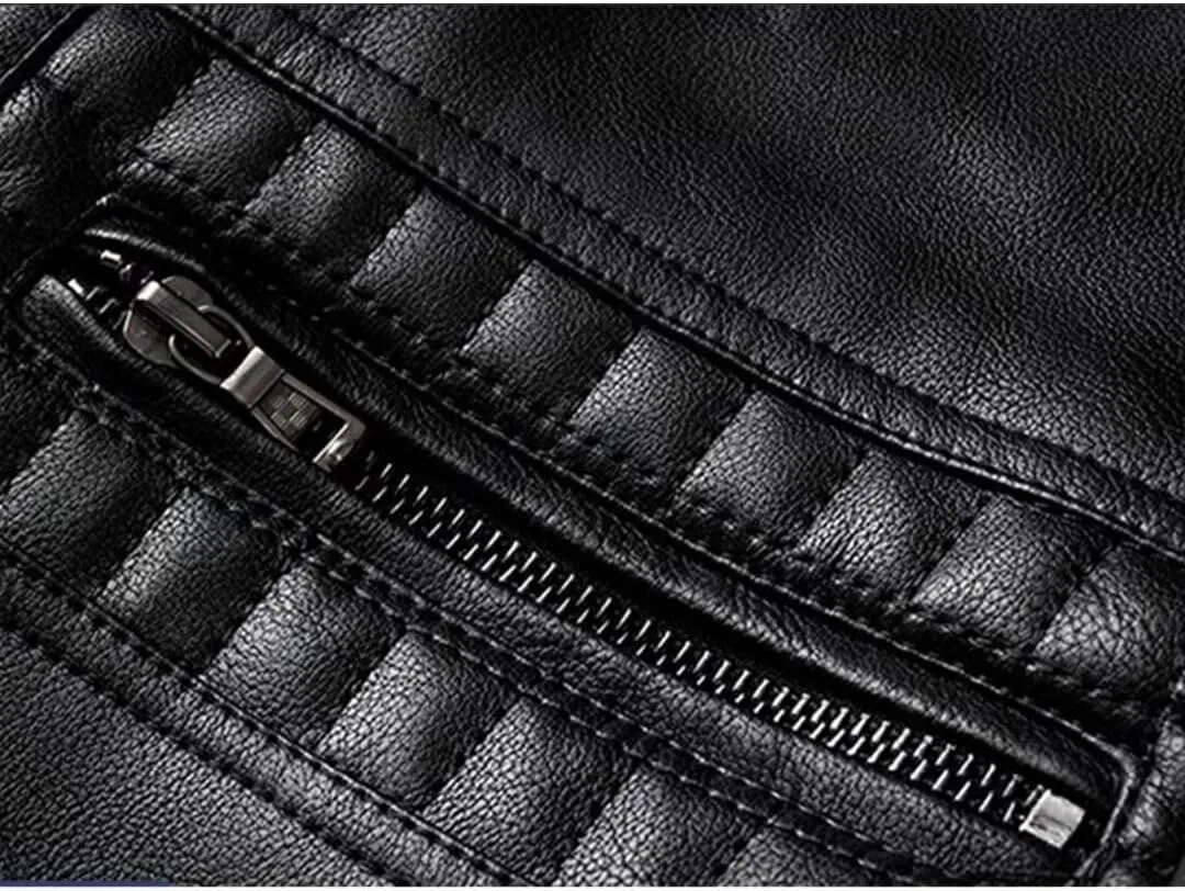 FTIMILD Mens Leather Jacket Leather Motorcycle Jacket with Removable Hood Waterproof Bomber Jackets Multiple Pockets
