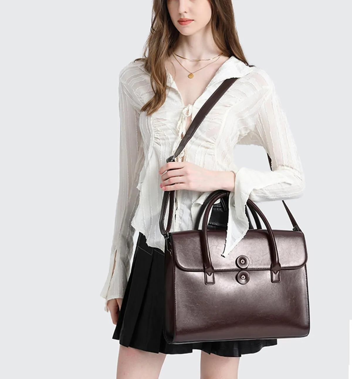 Genuine Leather Handbags for Women Vintage Shoulder Bag Crossbody Bag Satchel Purse