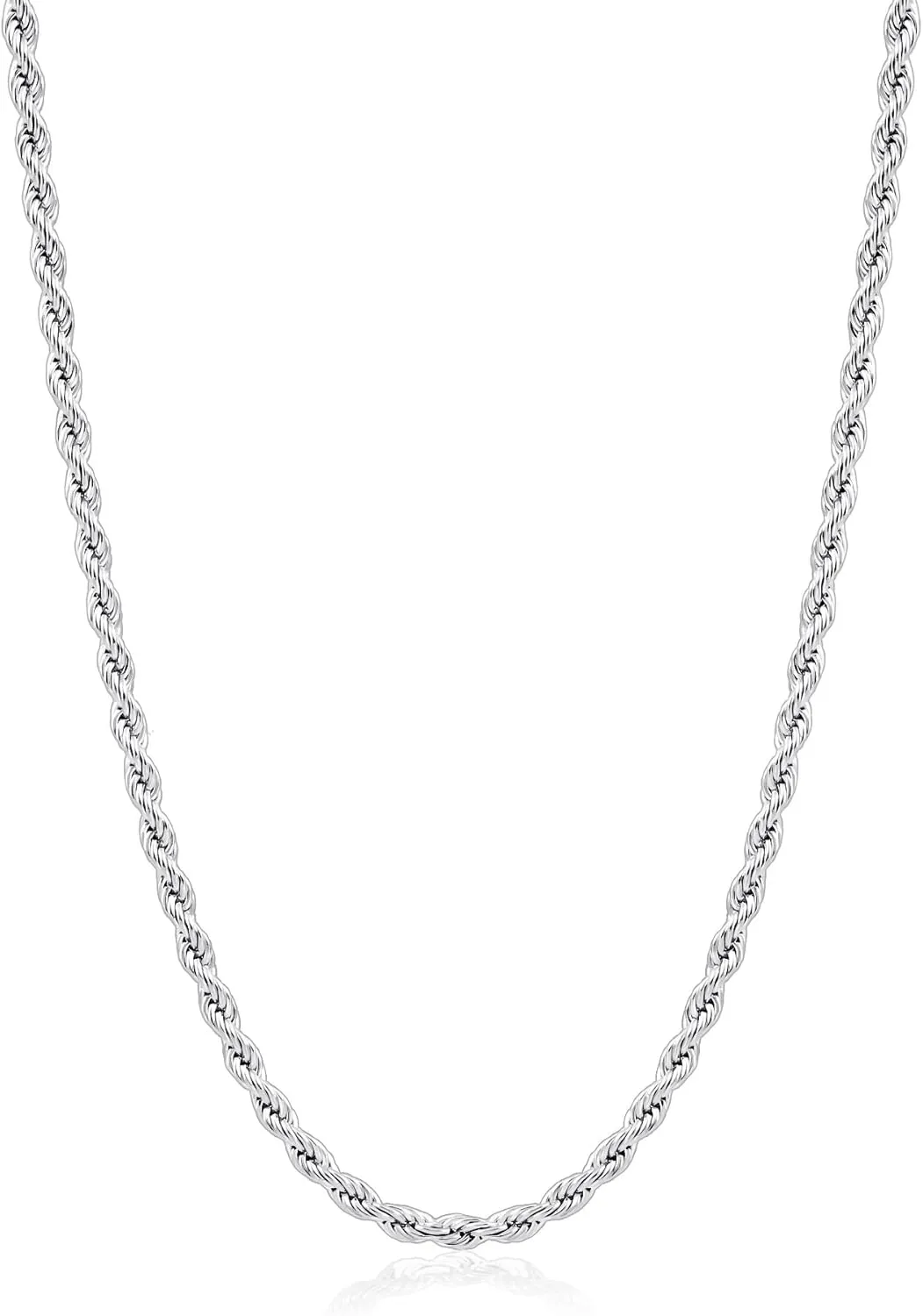 Giftall Rope Chain Necklace Stainless Steel Twist Chain Jewelry Necklace for Men Women