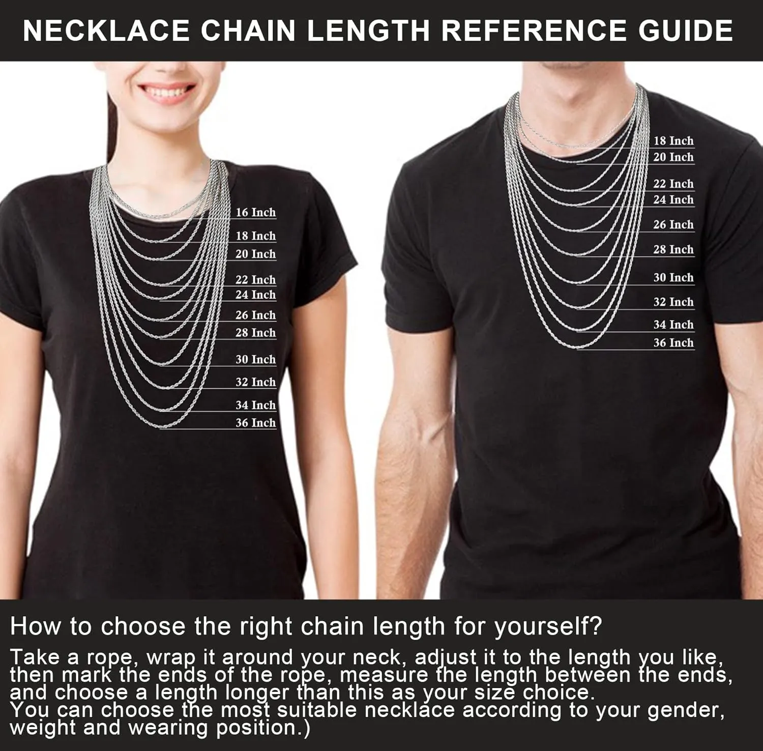 Giftall Rope Chain Necklace Stainless Steel Twist Chain Jewelry Necklace for Men Women