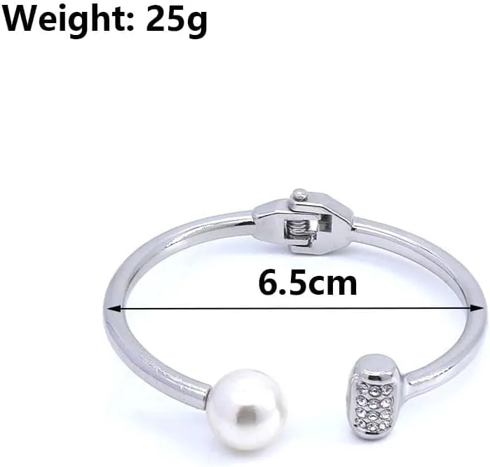 GIGB PBDK Chunky Gold Cuff Open Bracelet for Women Trendy Minimalist Rhinestone Pearl Wide Bangles Exaggerated Thick Bracelet Valentine's Day Charm Jewelry