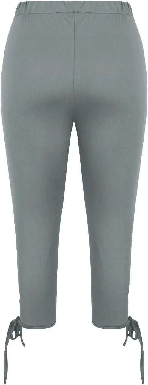 Girls Cropped Leggings Lace Bottoms Trim Yoga Capris Leggings Stretchy High Waist Skinny Tights Pants for Teen Kids