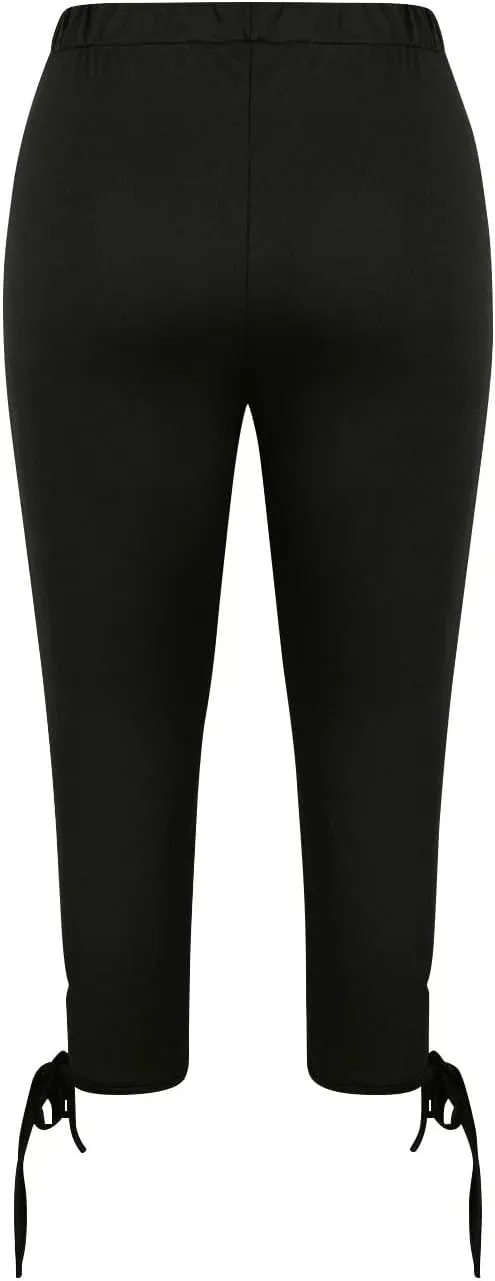 Girls Cropped Leggings Lace Bottoms Trim Yoga Capris Leggings Stretchy High Waist Skinny Tights Pants for Teen Kids