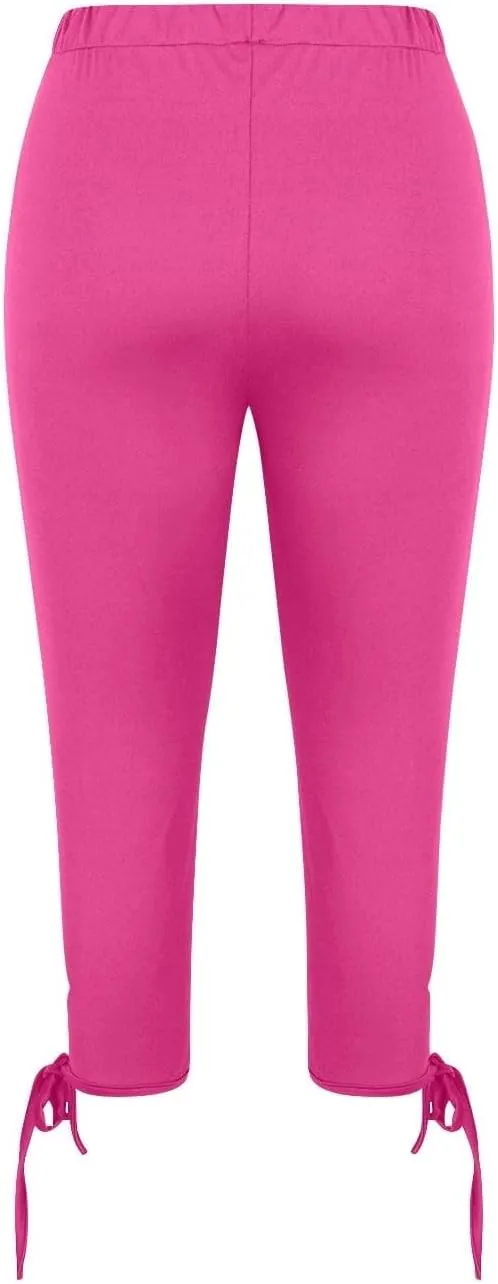 Girls Cropped Leggings Lace Bottoms Trim Yoga Capris Leggings Stretchy High Waist Skinny Tights Pants for Teen Kids