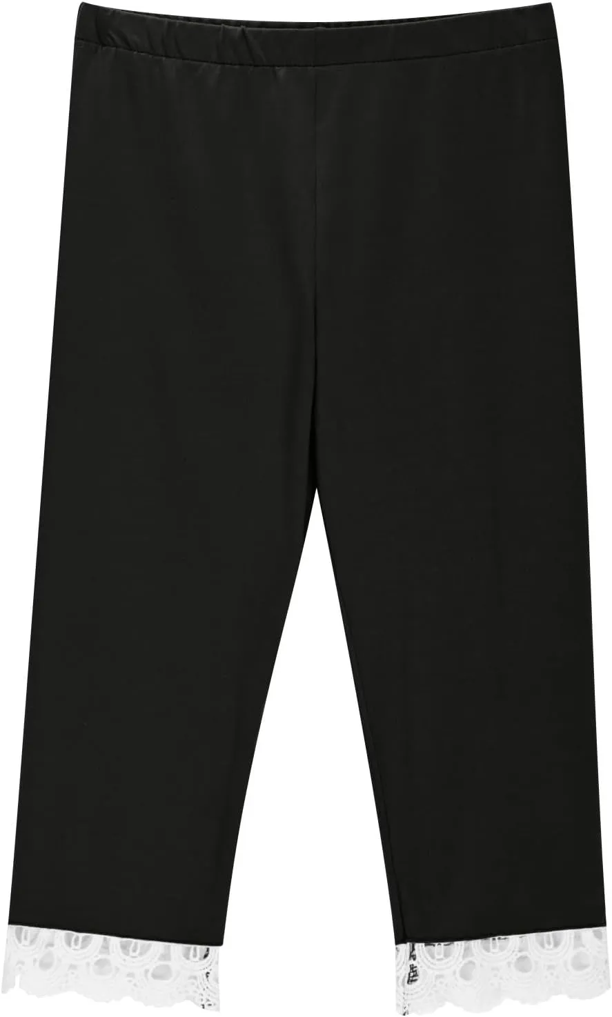 Girls Lace Bottoms Capris Leggings Stretchy Yoga Trim Tights Kids Girls Dance Workout Athletic Skinny Cropped Pants
