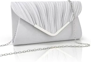 Glamorous Envelope Clutch Bag - Elegant Womens Satin Finish Evening Purse for Weddings, Proms, Parties & Formal Events