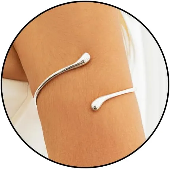 Gold Coil Arm Cuff for Women, Upper Cuff Bracelet Armlet Minimalist Armband Bangle Liquid Lava Chain Open Bangle for Women