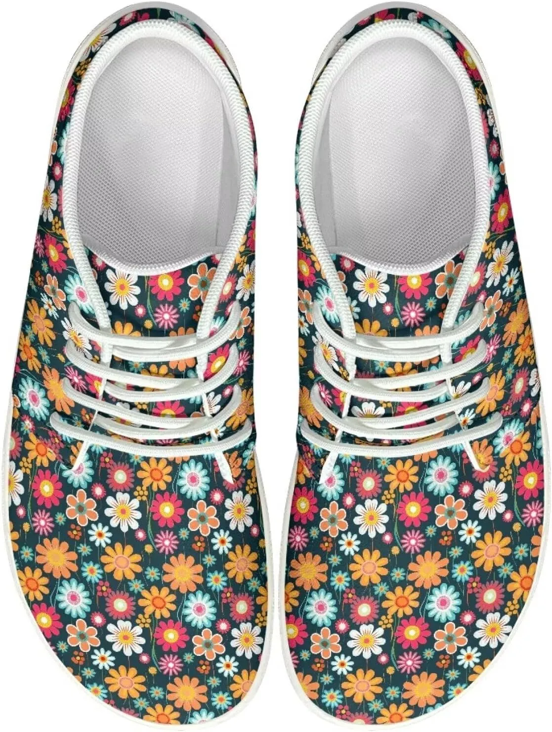 GOSTONG Women's Athletic Running Shoes Zero Drop Minimalist Flats Wide Widths Outdoor Barefoot Shoes White Sole US 5.5-13.5