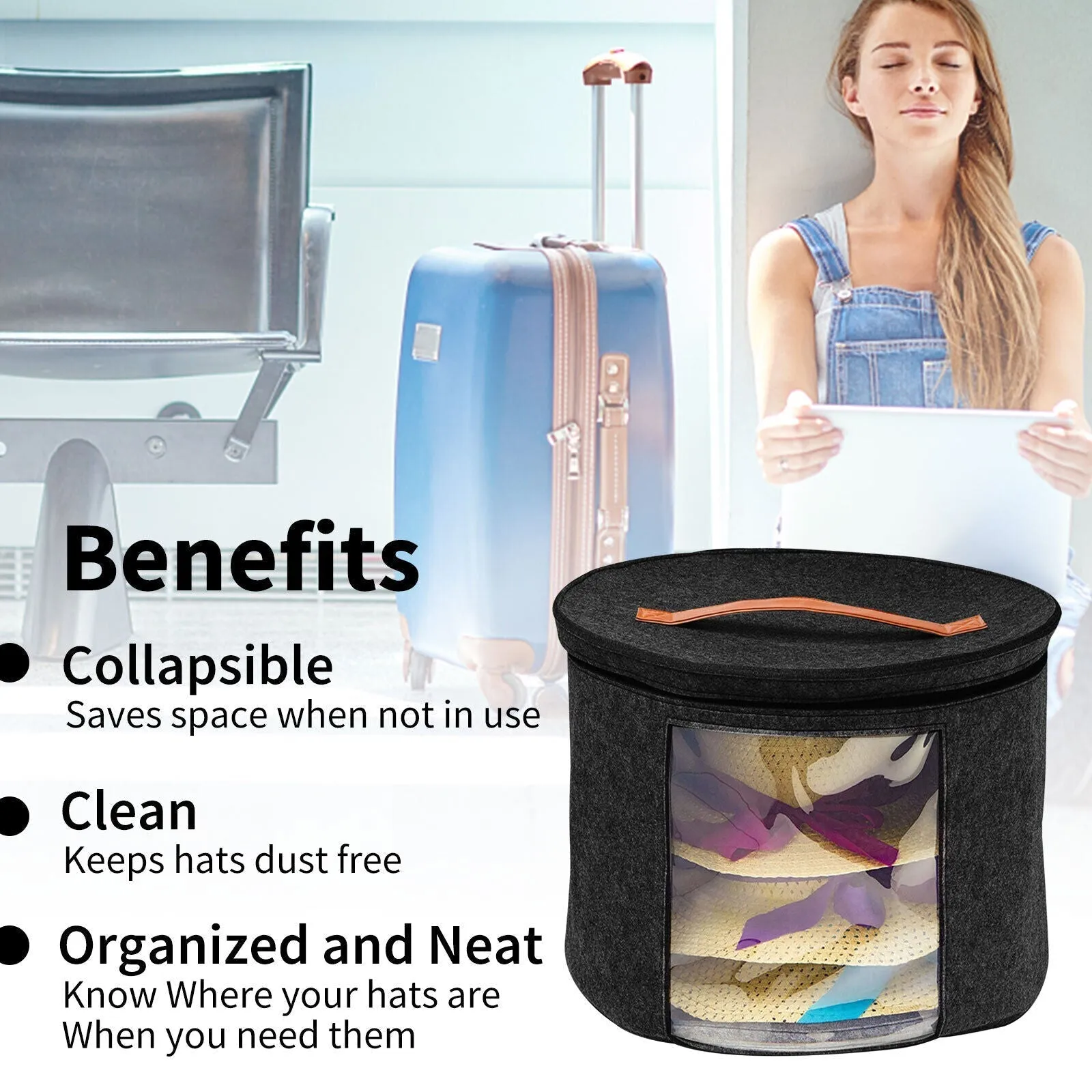 Hat Storage Box - Black
