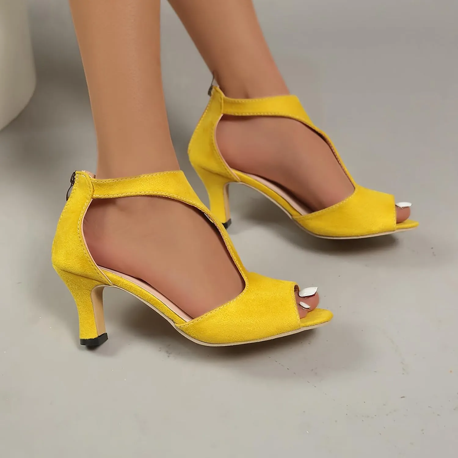Heels for Women Orthopedic Leather Open Toe Dressy High Heel Sandals Casual Orthotic Pumps Fish Mouth Shoes