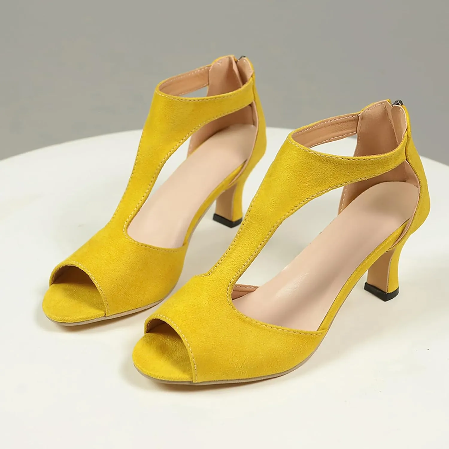 Heels for Women Orthopedic Leather Open Toe Dressy High Heel Sandals Casual Orthotic Pumps Fish Mouth Shoes