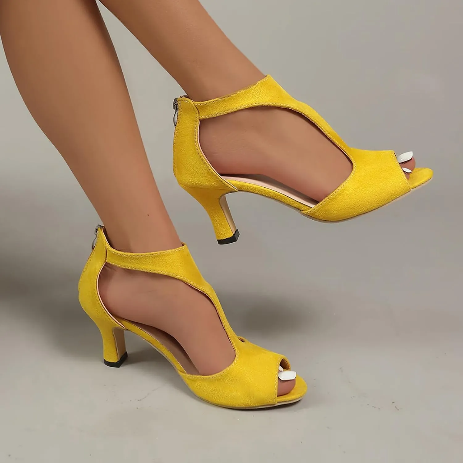 Heels for Women Orthopedic Leather Open Toe Dressy High Heel Sandals Casual Orthotic Pumps Fish Mouth Shoes