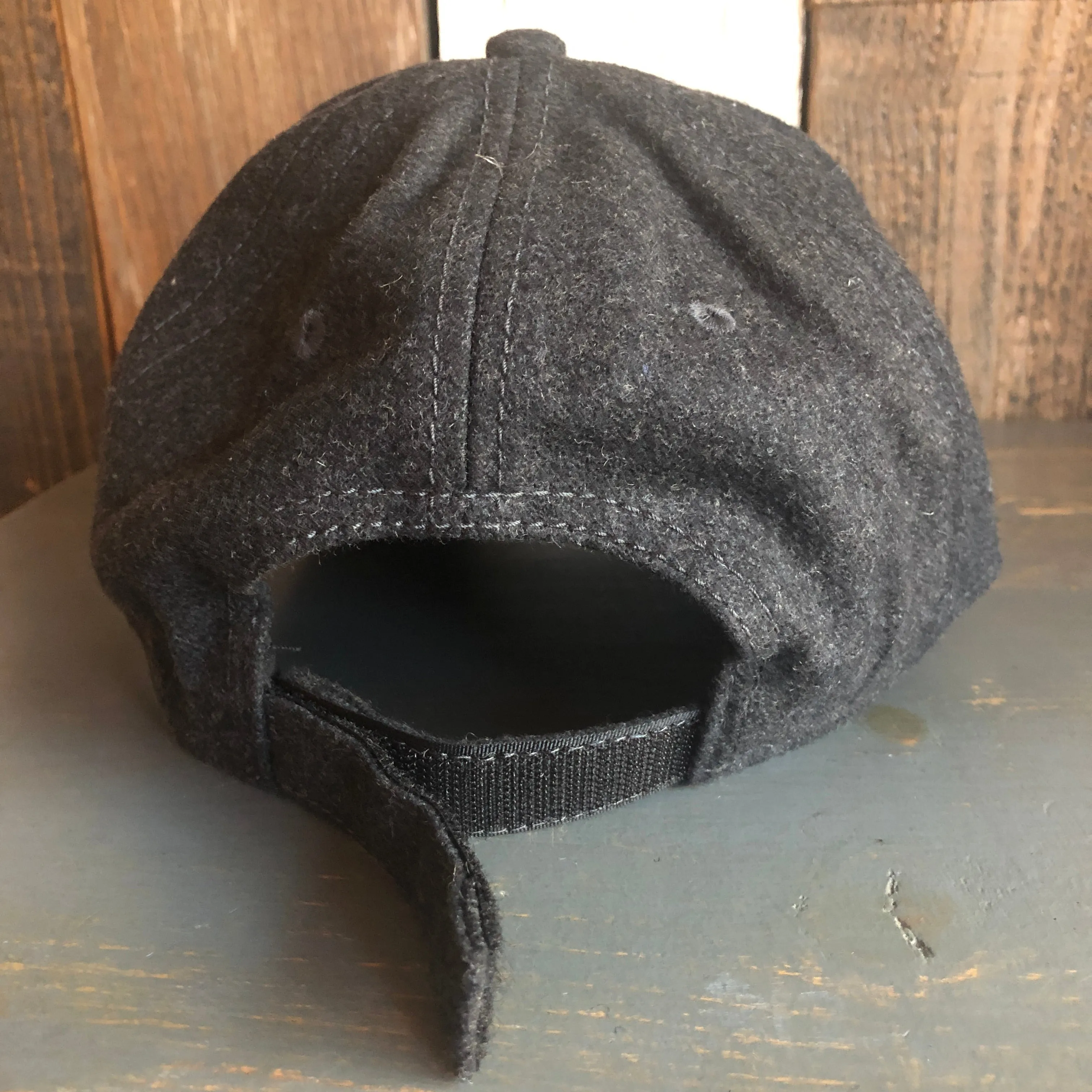 Hermosa Beach TUBULAR 5 Panel Low Profile Melton Wool Blend Baseball Cap with Velcro Closure - Heather Black