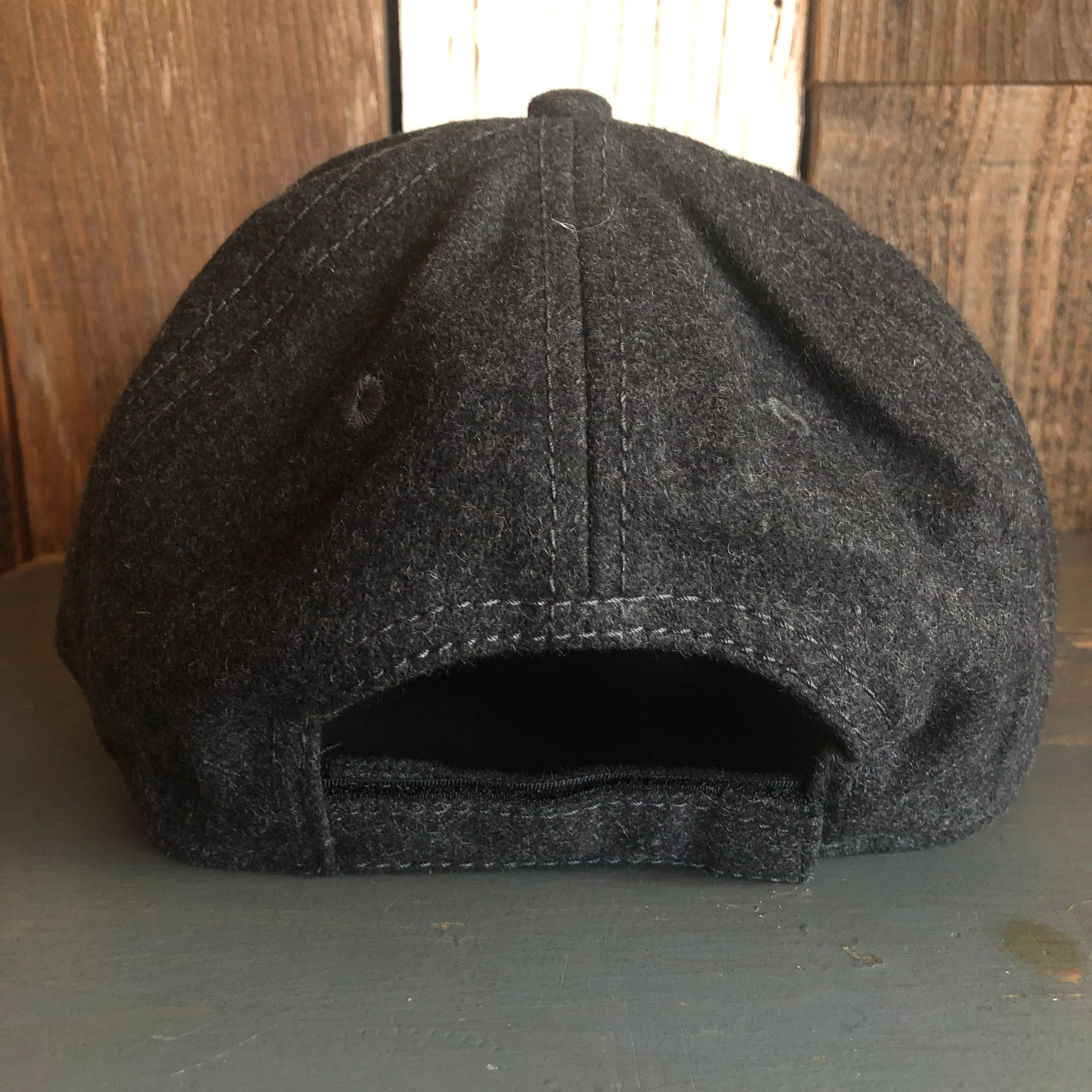 Hermosa Beach TUBULAR 5 Panel Low Profile Melton Wool Blend Baseball Cap with Velcro Closure - Heather Black