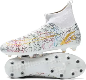 HESBITEUL Mens Athletic Outdoor Indoor Comfortable Soccer Shoes Boys Football Student Cleats Sneaker Shoes High Gripping Power