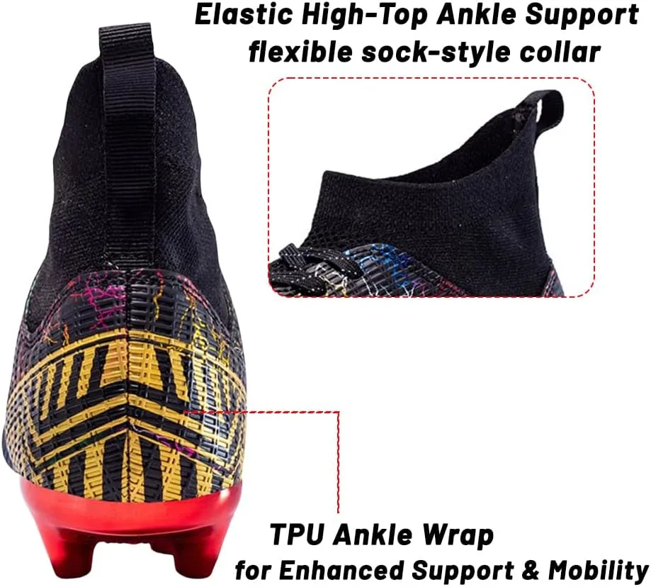HESBITEUL Mens Athletic Outdoor Indoor Comfortable Soccer Shoes Boys Football Student Cleats Sneaker Shoes High Gripping Power