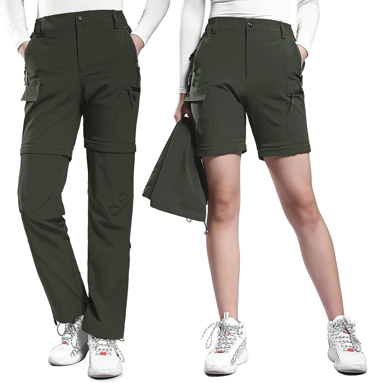 Hiauspor Hiking Pants Women Convertible Lightweight Zip Off Pants Quick Dry Outdoor Stretch Pants UPF 50  Trousers