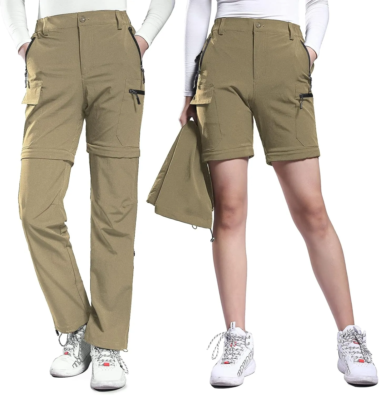 Hiauspor Hiking Pants Women Convertible Lightweight Zip Off Pants Quick Dry Outdoor Stretch Pants UPF 50  Trousers
