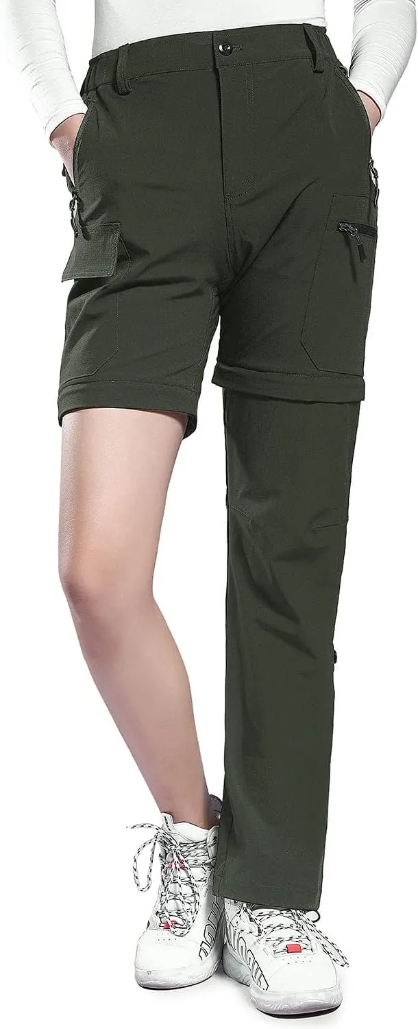 Hiauspor Hiking Pants Women Convertible Lightweight Zip Off Pants Quick Dry Outdoor Stretch Pants UPF 50  Trousers
