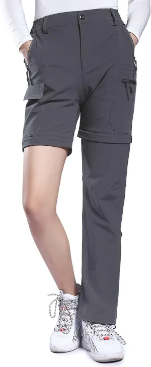 Hiauspor Hiking Pants Women Convertible Lightweight Zip Off Pants Quick Dry Outdoor Stretch Pants UPF 50  Trousers