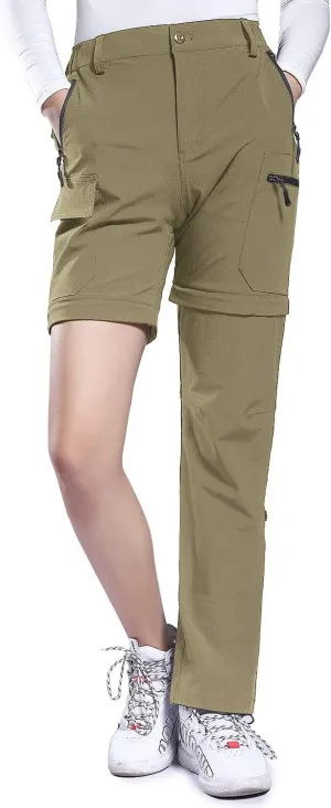 Hiauspor Hiking Pants Women Convertible Lightweight Zip Off Pants Quick Dry Outdoor Stretch Pants UPF 50  Trousers