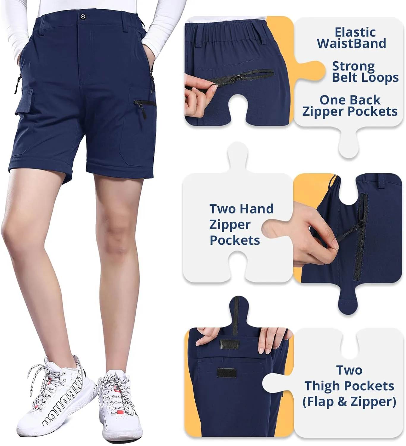 Hiauspor Hiking Pants Women Convertible Lightweight Zip Off Pants Quick Dry Outdoor Stretch Pants UPF 50  Trousers